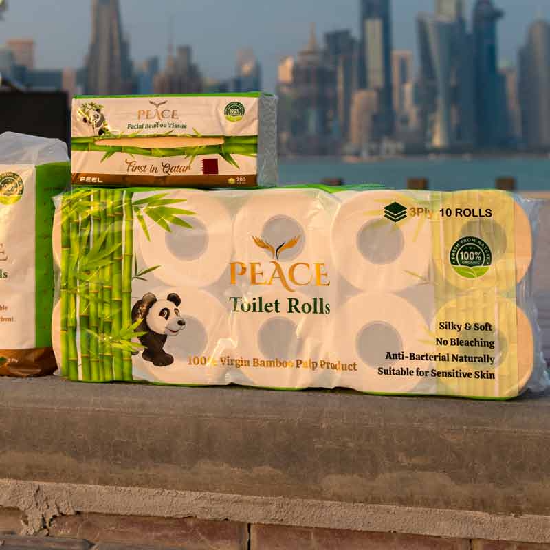 PEACE BAMBOO 100 Natural Bamboo Toilet Paper 10 Pack 3 Ply Double